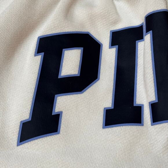 VS PINK Limited Edition Varsity Blue & White Ivy Fleece Rolled Hem Shorts- SM - Picture 4 of 8